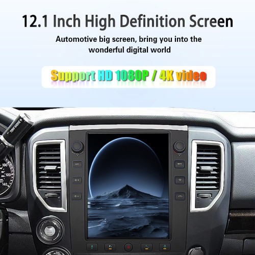 Viknav 12.1" Touch Screen Car Radio For Nissan Titan ( 2016 2017 2018 2019 ) Multimedia Player Android Auto GPS Navigation Wireless Carplay (128GB)