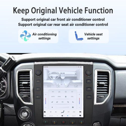 Viknav 12.1" Touch Screen Car Radio For Nissan Titan ( 2016 2017 2018 2019 ) Multimedia Player Android Auto GPS Navigation Wireless Carplay (128GB)