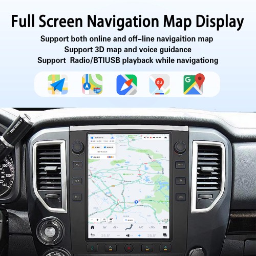 Viknav 12.1" Touch Screen Car Radio For Nissan Titan ( 2016 2017 2018 2019 ) Multimedia Player Android Auto GPS Navigation Wireless Carplay (128GB)