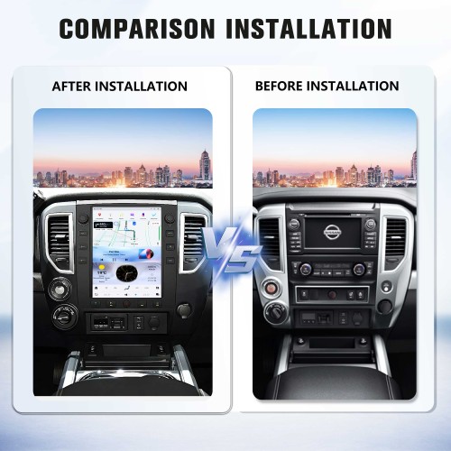 Viknav 12.1" Touch Screen Car Radio For Nissan Titan ( 2016 2017 2018 2019 ) Multimedia Player Android Auto GPS Navigation Wireless Carplay (128GB)