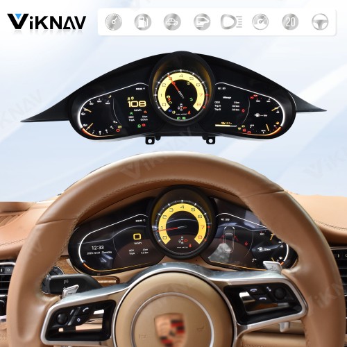 Viknav Linux 12.3 Inch Digital Cluster Dashboard Speedometer Panel For Porsche Panamera 2010-2016 Virtual Digital Instrument Cluster Cockpit