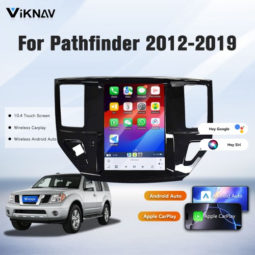 Viknav 10.4" Touch Screen Car Radio For Nissan-Pathfinder ( 2012 2013 2014 2015 2016 2017 2018 2019 ) Multimedia Player Android Auto GPS Navigation Wireless Carplay (128GB)
