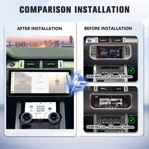 Viknav 12.3 inch Android Radio For Land Rover Range Rover Evoque L538 2013-2017 Multimedia Player GPS Navigation Stereo Wireless Carplay Android Auto Touch Screen