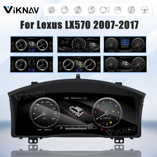 Viknav Car Instrument Panel 12.3 Inch For Lexus LX570 2007-2017 LCD Meter Linux System Digital Speedometer Dashboard Screen