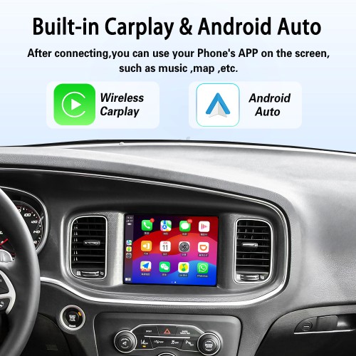 Viknav Car Radio Stereo For Dodge Ram Charger/Challenger 2015-2019 Multimedia Video Player GPS Navigation BT Carplay Head Unit(128GB)