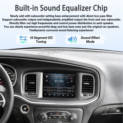 Viknav Car Radio Stereo For Dodge Ram Charger/Challenger 2015-2019 Multimedia Video Player GPS Navigation BT Carplay Head Unit(128GB)