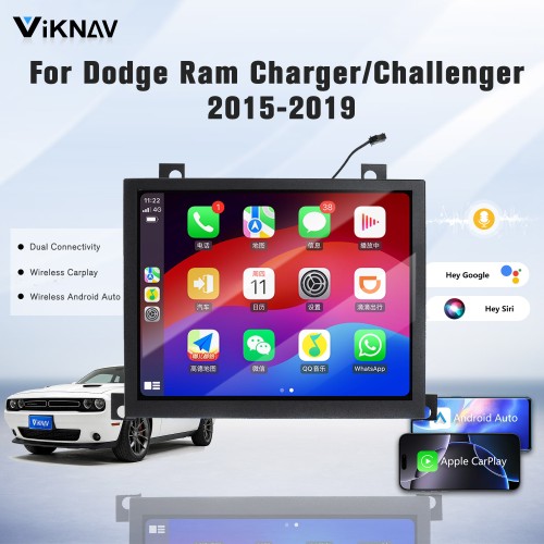 Viknav Car Radio Stereo For Dodge Ram Charger/Challenger 2015-2019 Multimedia Video Player GPS Navigation BT Carplay Head Unit(128GB)