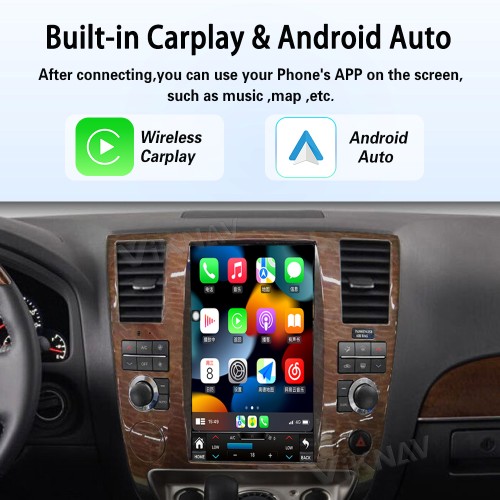 Viknav Android 12.1 inch Car Stereo for Infiniti QX56/Nissan Armada 2004-2010 Wireless CarPlay & Android Auto GPS Navigation Head Unit
