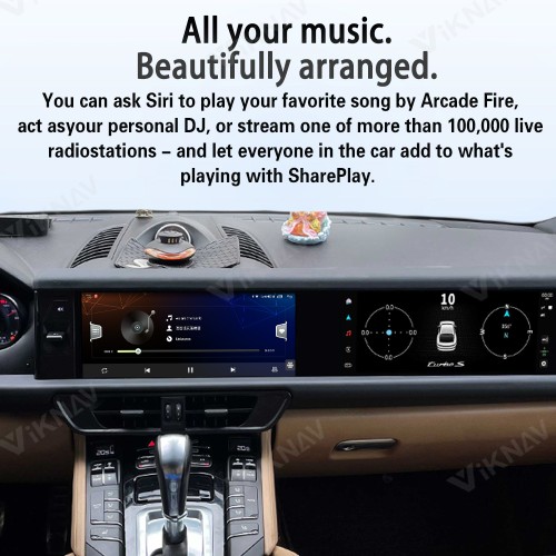 Android System 12.3 Inch+12.3 Inch Car Radio For Porsche Cayenne 2010-2017 Auto Stereo Wireless Carplay GPS Navigation Multimedia Player 128GB Dual Touch Screen (Black)