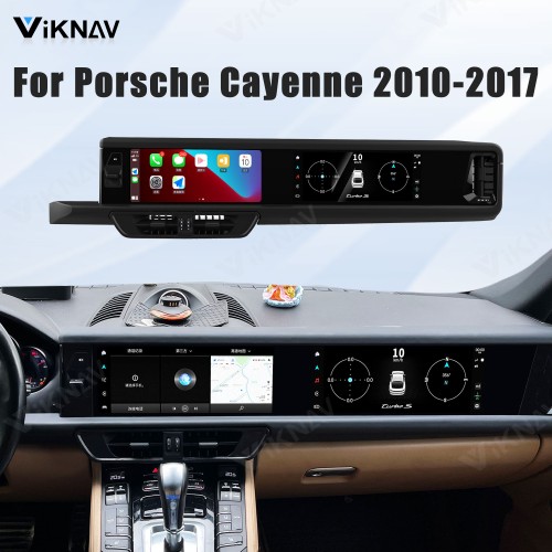 Android System 12.3 Inch+12.3 Inch Car Radio For Porsche Cayenne 2010-2017 Auto Stereo Wireless Carplay GPS Navigation Multimedia Player 128GB Dual Touch Screen (Black)
