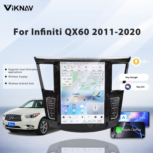 Viknav 12.3 Inch Car Radio For Infiniti QX60 JX35 2011-2020 Multimedia Player GPS Carplay 4G WIFI Head Unit Stereo Receiver(128GB)