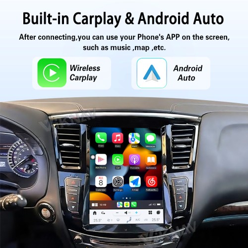 Viknav 12.3 Inch Car Radio For Infiniti QX60 JX35 2011-2020 Multimedia Player GPS Carplay 4G WIFI Head Unit Stereo Receiver(128GB)
