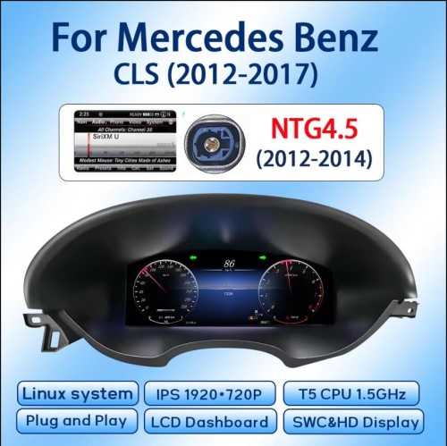 Viknav 12.3 Inch Digital Cluster Car Speedometer For Mercedes Benz CLS 2012-2017 Linux System Car Instrument Cluster Screen Instrument Replacement (NTG4.5)