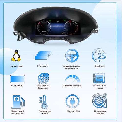 Viknav 12.3 Inch Digital Cluster Car Speedometer For Mercedes Benz CLS 2012-2017 Linux System Car Instrument Cluster Screen Instrument Replacement (NTG4.5)