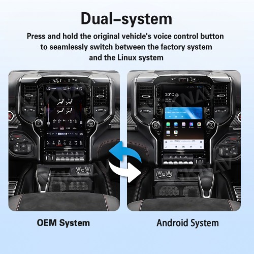 Viknav Upgrade Android Box For Dodge Ram 2019 2020 2021 2022 2023 Wireless Carplay Android Auto GPS Navigation