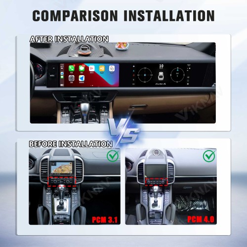 Android System 12.3 Inch+12.3 Inch Car Radio For Porsche Cayenne 2010-2017 Auto Stereo Wireless Carplay GPS Navigation Multimedia Player 128GB Dual Touch Screen (Beige)