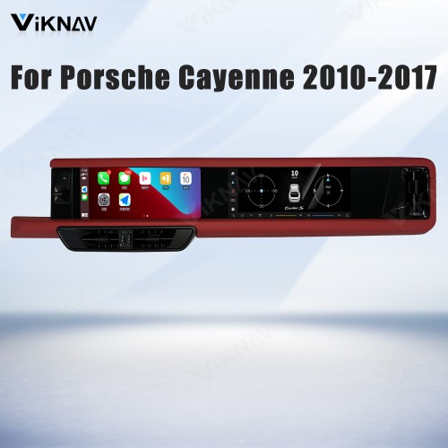 Android System 12.3 Inch+12.3 Inch Car Radio For Porsche Cayenne 2010-2017 Auto Stereo Wireless Carplay GPS Navigation Multimedia Player 128GB Dual Touch Screen (Garnet)