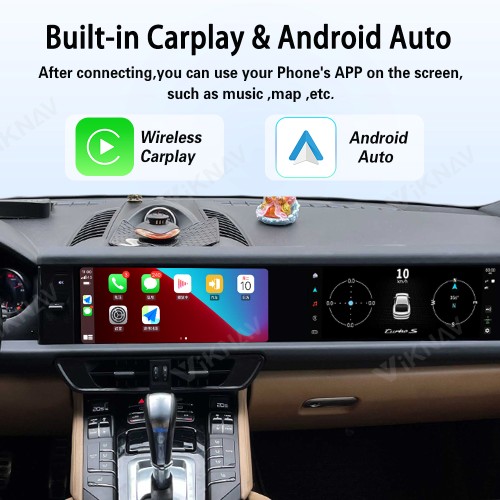 Android System 12.3 Inch+12.3 Inch Car Radio For Porsche Cayenne 2010-2017 Auto Stereo Wireless Carplay GPS Navigation Multimedia Player 128GB Dual Touch Screen (Truffle Brown)