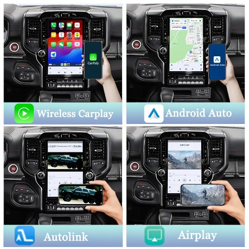 Viknav Upgrade Android Box For Dodge Ram 2019 2020 2021 2022 2023 Wireless Carplay Android Auto GPS Navigation
