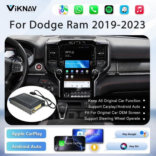 Viknav Upgrade Android Box For Dodge Ram 2019 2020 2021 2022 2023 Wireless Carplay Android Auto GPS Navigation