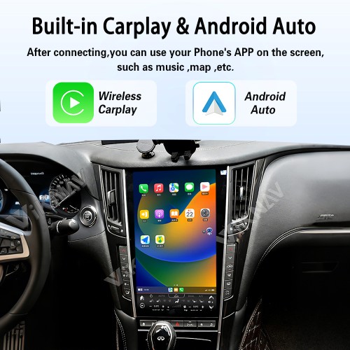 Viknav Tesla Style Android 13.6 inch Radio for Infiniti Q50 Q60 2013-2019 Wireless CarPlay Android Auto & GPS Navigation