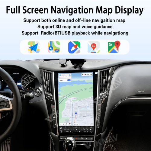 Viknav Tesla Style Android 13.6 inch Radio for Infiniti Q50 Q60 2013-2019 Wireless CarPlay Android Auto & GPS Navigation