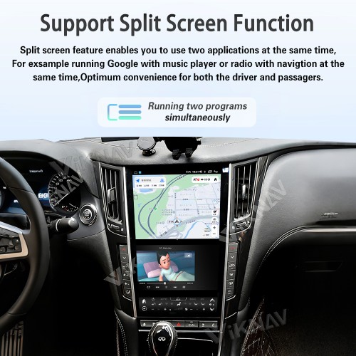 Viknav Tesla Style Android 13.6 inch Radio for Infiniti Q50 Q60 2013-2019 Wireless CarPlay Android Auto & GPS Navigation