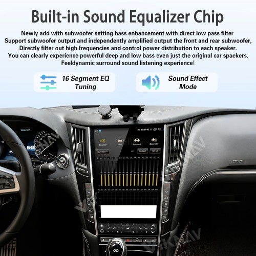 Viknav Tesla Style Android 13.6 inch Radio for Infiniti Q50 Q60 2013-2019 Wireless CarPlay Android Auto & GPS Navigation