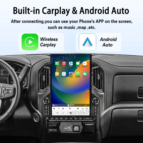 Viknav Upgrade 17.2 Inch Touch Screen Android Car Radio For Chevrolet Silverado GMC SIERRA 2019 2020 2021 2022 2023 Android Auto GPS Navigation Wireless Carplay Multimedia Player  Head Unit(128GB)