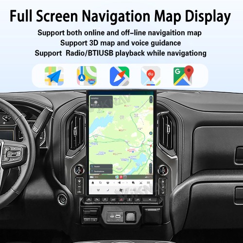Viknav Upgrade 17.2 Inch Touch Screen Android Car Radio For Chevrolet Silverado GMC SIERRA 2019 2020 2021 2022 2023 Android Auto GPS Navigation Wireless Carplay Multimedia Player  Head Unit(128GB)