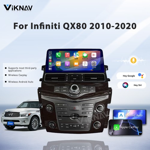 Viknav Android 12.3 inch Car Stereo for Infiniti QX56 QX80 / for Nissan Armada Patrol Y62 2010-2020 Wireless CarPlay & Android Auto GPS Navigation Head Unit