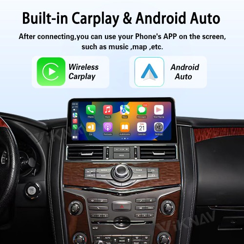 Viknav Android 12.3 inch Car Stereo for Infiniti QX56 QX80 / for Nissan Armada Patrol Y62 2010-2020 Wireless CarPlay & Android Auto GPS Navigation Head Unit
