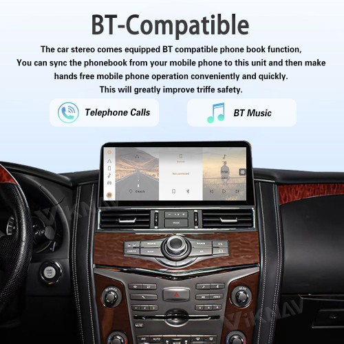 Viknav Android 12.3 inch Car Stereo for Infiniti QX56 QX80 / for Nissan Armada Patrol Y62 2010-2020 Wireless CarPlay & Android Auto GPS Navigation Head Unit