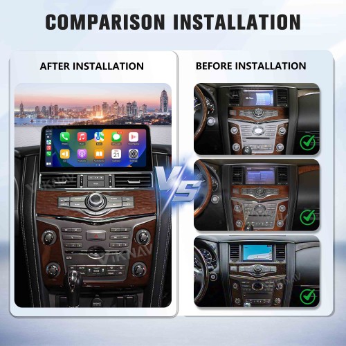 Viknav Android 12.3 inch Car Stereo for Infiniti QX56 QX80 / for Nissan Armada Patrol Y62 2010-2020 Wireless CarPlay & Android Auto GPS Navigation Head Unit