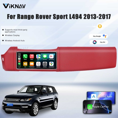Viknav 12.3 inch Android Radio For Land Rover Range Rover Sport L494 2013-2017 Wireless Carplay Android Auto Multimedia player GPS Navigation Auto StereoTouch Screen(LHD-Red)