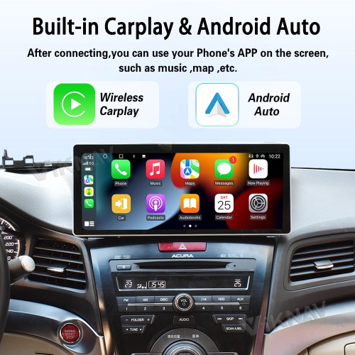 Viknav Android Car Stereo For Honda Acura ILX 2013-2021 Car Radio with 12.3-inch screen Wireless Carplay Android Auto GPS Navigation Multimedia Player
