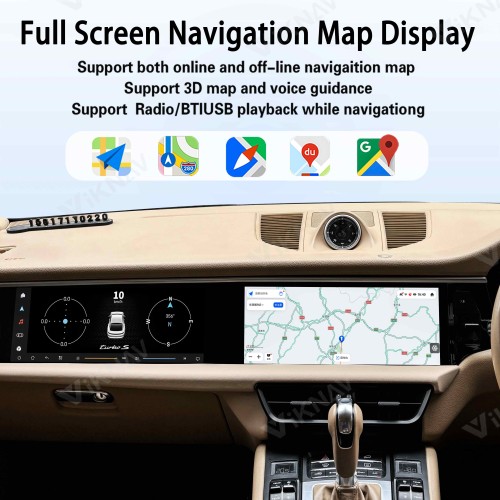 Android System 12.3 Inch+12.3 Inch Car Radio For Porsche Macan 2013-2017 Auto Stereo Wireless Carplay GPS Navigation Multimedia Player 128GB RHD Dual Touch Screen(Black)