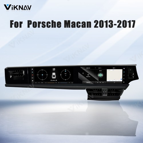 Android System 12.3 Inch+12.3 Inch Car Radio For Porsche Macan 2013-2017 Auto Stereo Wireless Carplay GPS Navigation Multimedia Player 128GB RHD Dual Touch Screen(Black)