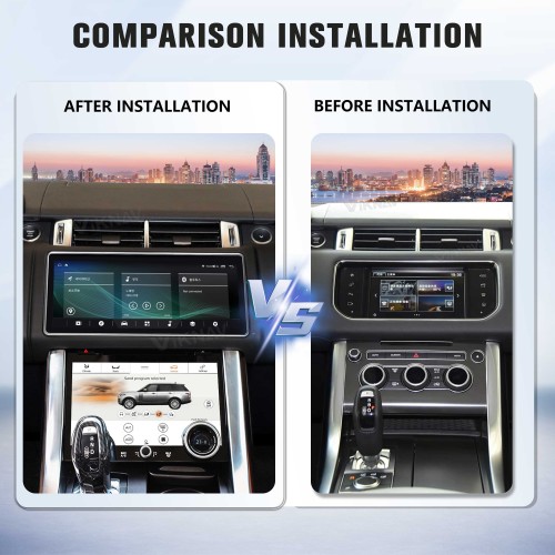 Viknav 12.3 inch Android Radio AC Panel For Land Rover Range Rover Sport L494 2013-2017 Wireless Carplay Android Auto Multimedia Player GPS Navigation Auto Stereo Air Conditioning Touch Screen(Black)