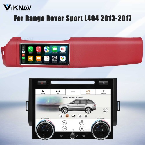 Viknav 12.3 inch Android Radio AC Panel For Land Rover Range Rover Sport L494 2013-2017 Wireless Carplay Android Auto Multimedia Player GPS Navigation Auto Stereo Air Conditioning Touch Screen(Red)