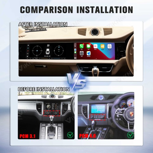 Android System 12.3 Inch+12.3 Inch Car Radio For Porsche Macan 2013-2017 Auto Stereo Wireless Carplay GPS Navigation Multimedia Player 128GB RHD Dual Touch Screen(Black)