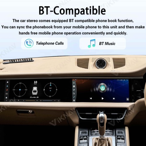 Android System 12.3 Inch+12.3 Inch Car Radio For Porsche Macan 2013-2017 Auto Stereo Wireless Carplay GPS Navigation Multimedia Player 128GB RHD Dual Touch Screen(Garnet)