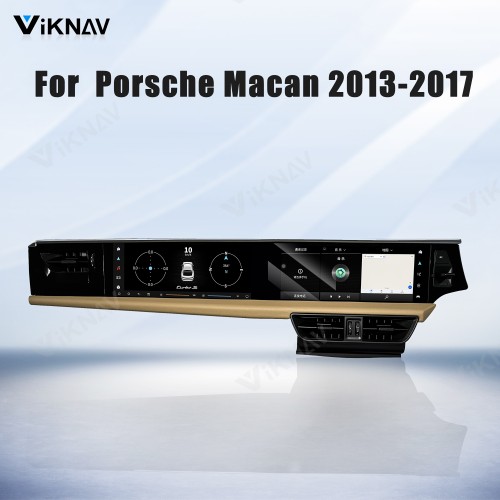 Android System 12.3 Inch+12.3 Inch Car Radio For Porsche Macan 2013-2017 Auto Stereo Wireless Carplay GPS Navigation Multimedia Player 128GB RHD Dual Touch Screen(Beige)