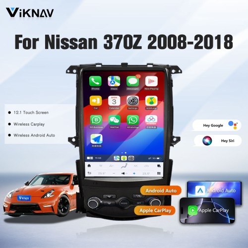 Viknav 12.1" Touch Screen Car Radio For Nissan 370Z ( 2008-2018 ) Multimedia Player Android Auto GPS Navigation Wireless Carplay
