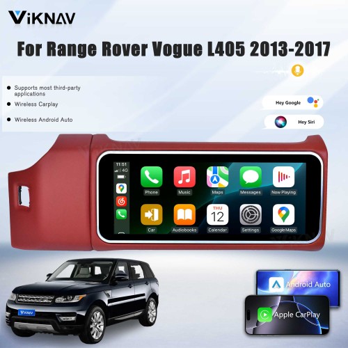 Viknav 12.3 inch Android Radio For Land Rover Range Rover Vogue L405 2013-2017 Wireless Carplay Android Auto Multimedia player GPS Navigation Auto Stereo Touch Screen(Red)