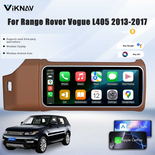 Viknav 12.3 inch Android Radio For Land Rover Range Rover Vogue L405 2013-2017 Wireless Carplay Android Auto Multimedia player GPS Navigation Auto Stereo Touch Screen(Brown)