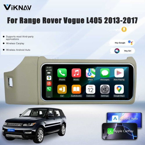 Viknav 12.3 inch Android Radio For Land Rover Range Rover Vogue L405 2013-2017 Wireless Carplay Android Auto Multimedia player GPS Navigation Auto Stereo Touch Screen(Beige)