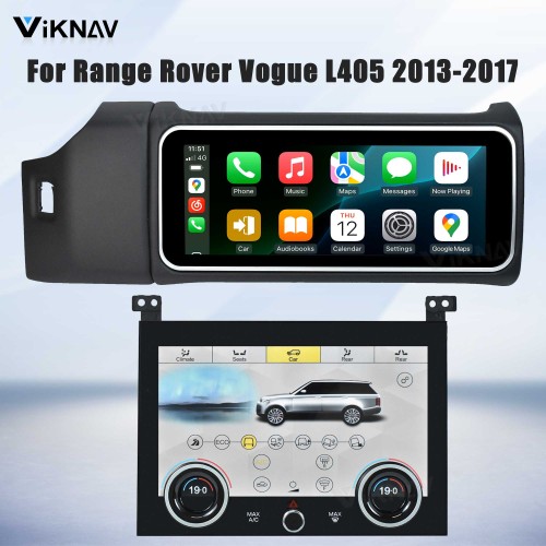 Viknav 12.3 inch Android Radio AC Panel For Land Rover Range Rover Vogue L405 2013-2017 Wireless Carplay Android Auto Multimedia player GPS Navigation Auto Stereo Air Conditioning Touch Screen(Black)