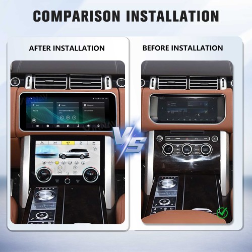 Viknav 12.3 inch Android Radio AC Panel For Land Rover Range Rover Vogue L405 2013-2017 Wireless Carplay Android Auto Multimedia player GPS Navigation Auto Stereo Air Conditioning Touch Screen(Brown)