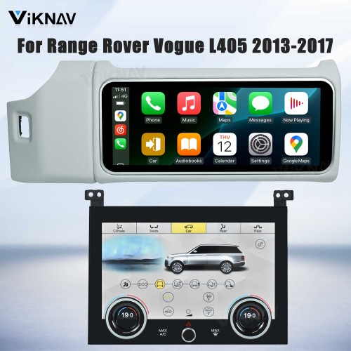 Viknav 12.3 inch Android Radio AC Panel For Land Rover Range Rover Vogue L405 2013-2017 Wireless Carplay Android Auto Multimedia player GPS Navigation Auto Stereo Air Conditioning Touch Screen(Ivory)